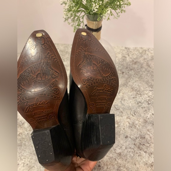 VINTAGE ZODIAC CARSON FRINGE LEATHER COWBOY BOOTS LADIES 6M WESTERN BLACK - Picture 9 of 13